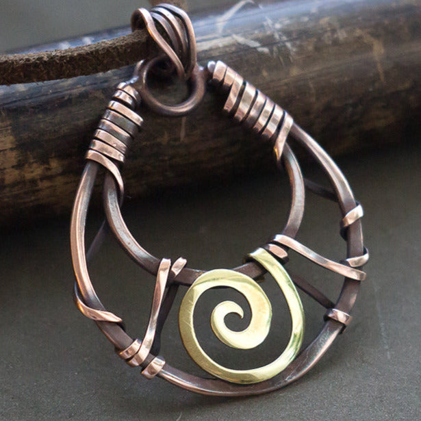 Minimal spiral necklace Sacred symbol Wire wrapped jewelry Minimal spiral necklace Sacred symbol Wire wrapped jewelry Minimal spiral necklace Sacred symbol Wire wrapped jewelry Minimalist simple wire wrap pendant Copper Brass Golden color wire jewelry gift by artarina