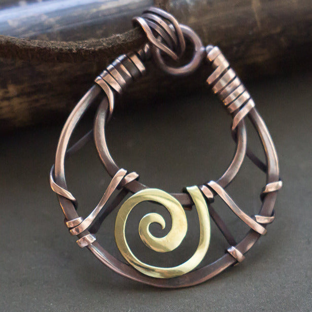 Minimal spiral necklace Sacred symbol Wire wrapped jewelry Minimal spiral necklace Sacred symbol Wire wrapped jewelry Minimalist simple wire wrap pendant Copper Brass Golden color wire jewelry gift by artarina
