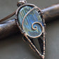 Wire wrapped pagan necklace with stone. Copper wirewrap Cosmic space pendent by artarina