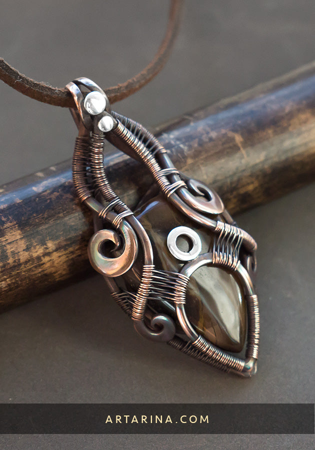Jasper wire wrap pendant