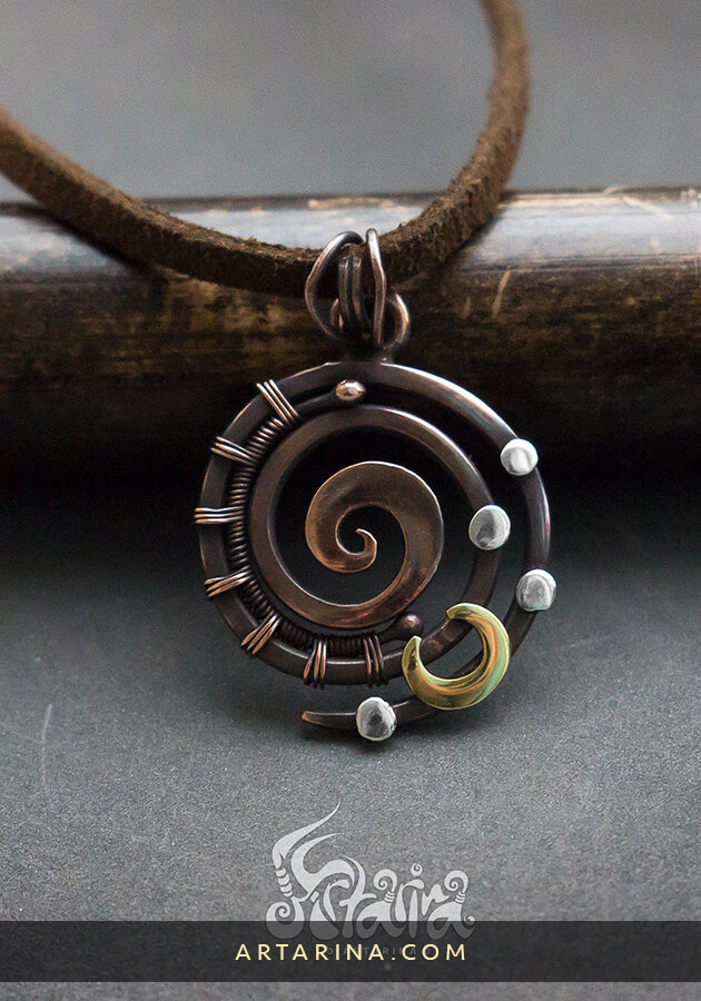 Sacred spiritual spiral wire wrap geometric jewelry