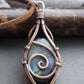back side magician necklace made from copper, silver and green labradorite cabochon.