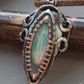 Copper wire wrapped pendant with amazonite.