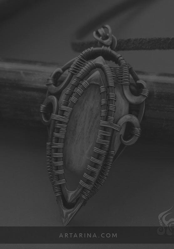 Wire wrapped amazonite stone pendant
