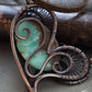 back side Wire wrapped copper heart pendant with chrysoprase