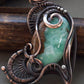 Wire wrapped copper heart pendant with chrysoprase