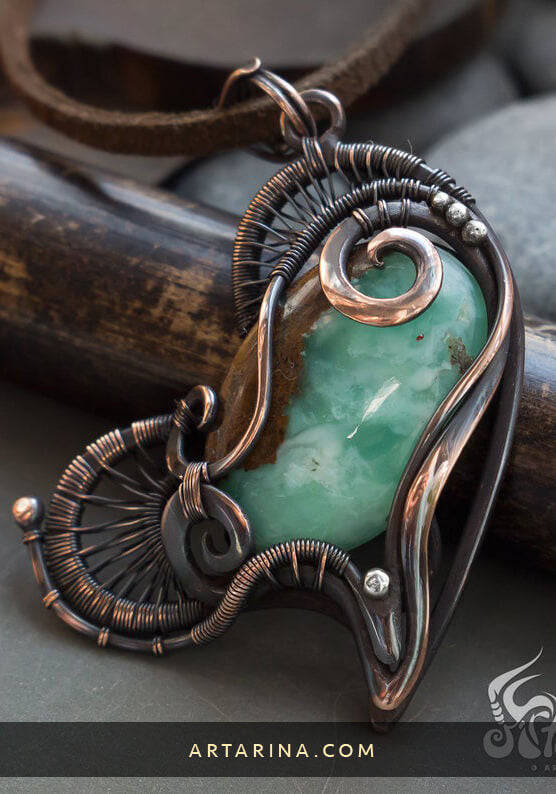 mint and dark brown pendant