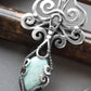 Sterling silver wire wrapped pendant with amazonite