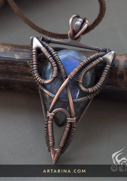 Strength necklace. Triskele triquetra celtic copper necklace