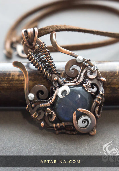 medieval wire wrapped pendant