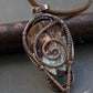 back side Copper wire wrapped pendant with crazy lace agate
