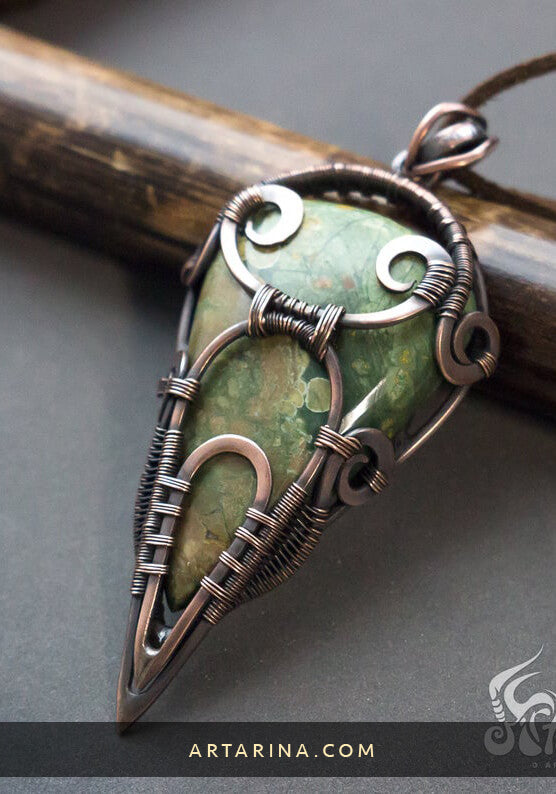 Wire wrapped stone pendant