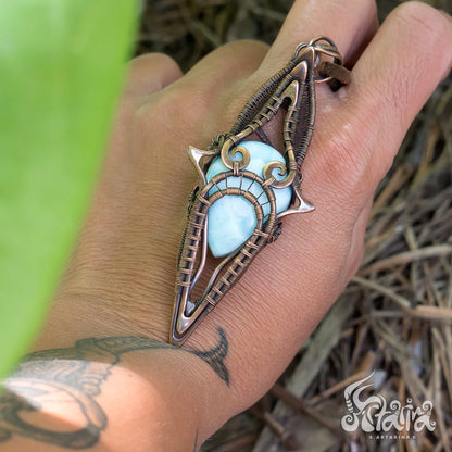 larimar necklace - depression and anxiety treatment protection necklace, quantum energy healing jewelry