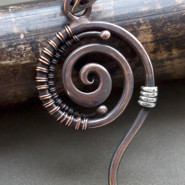 Everyday small spiral wire wrapped pendantEveryday small spiral wire wrapped pendant Copper and silver swirl unique design minimalist simple wirewrapped jewelry necklace by artarina