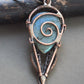 Back side Copper and silver wire wrapped Futuristic jewelry pendant with labradorite
