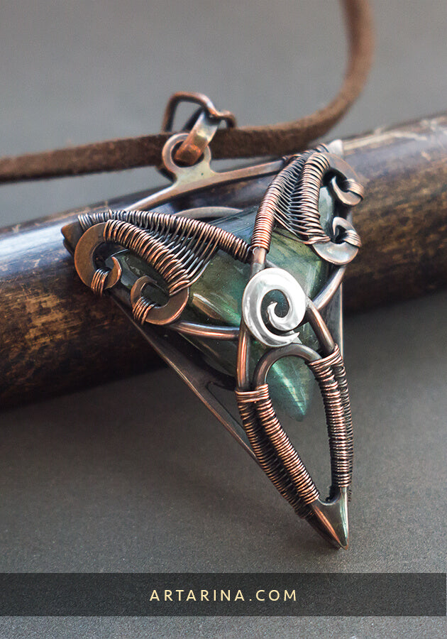 copper triquetra wire wrapped necklace