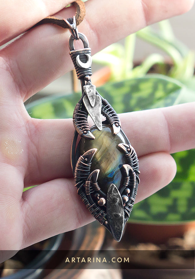 Labradorite wire wrapped necklace